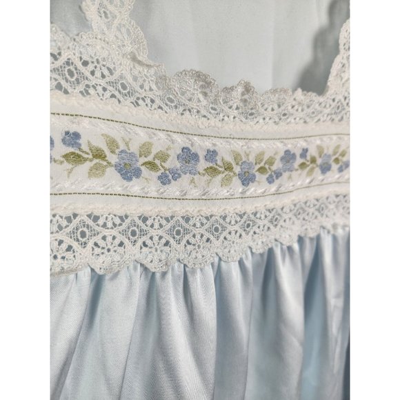 Vtg. Christian Dior Women's Sz. S Light Blue Long Sleeve Nigh Gown - Picture 5 of 7